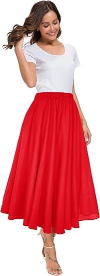 Red Midi Skirt With Pockets image 2